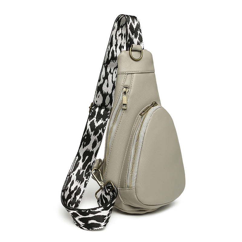 Comfortable Retro Diamond Patterns Leopard Strap Women's Messenger Bag