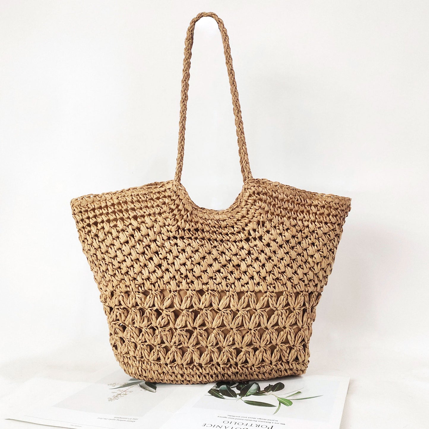 Women's Straw Idle Style Hand-woven Large Capacity Totes Vacation Tote Bag