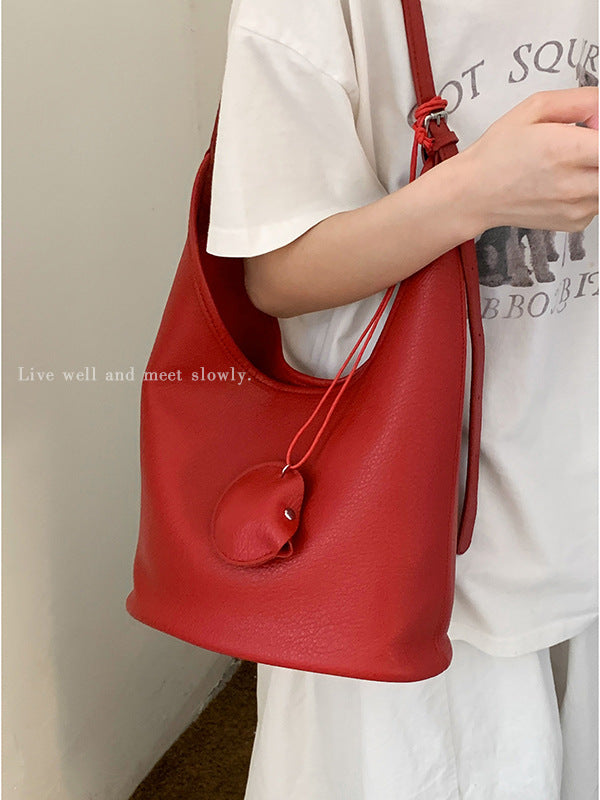 Women's Korean Underarm Simple Solid Color Soft Bags
