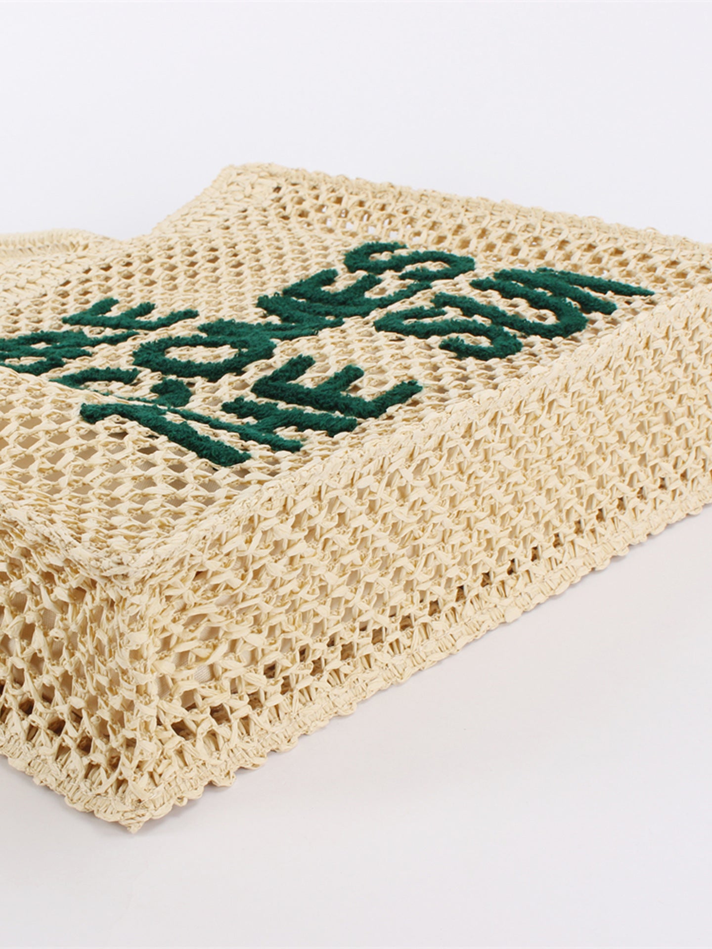 Embroidered With Letters Large Capacity Woven Daily Commute Women's Shoulder Bag
