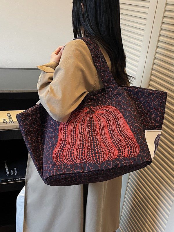 Embroidered Nylon Portable Large Capacity Shopping Versatile Tote Bag