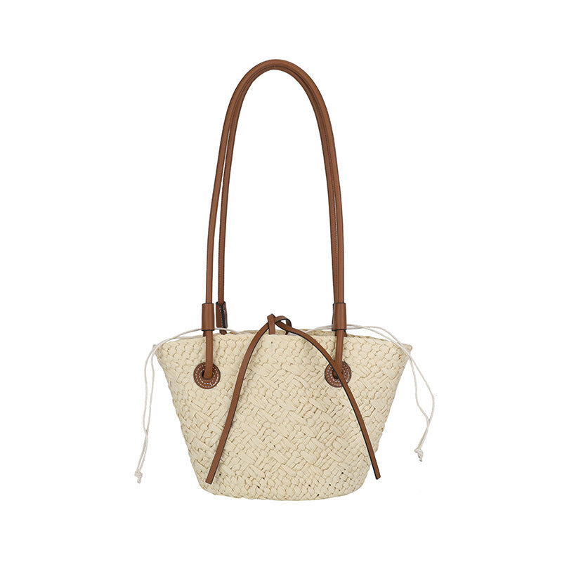 Women's Fashion Seaside Vacation Style Straw Vegetable Basket Minority Simple Large Women's Messenger Bag