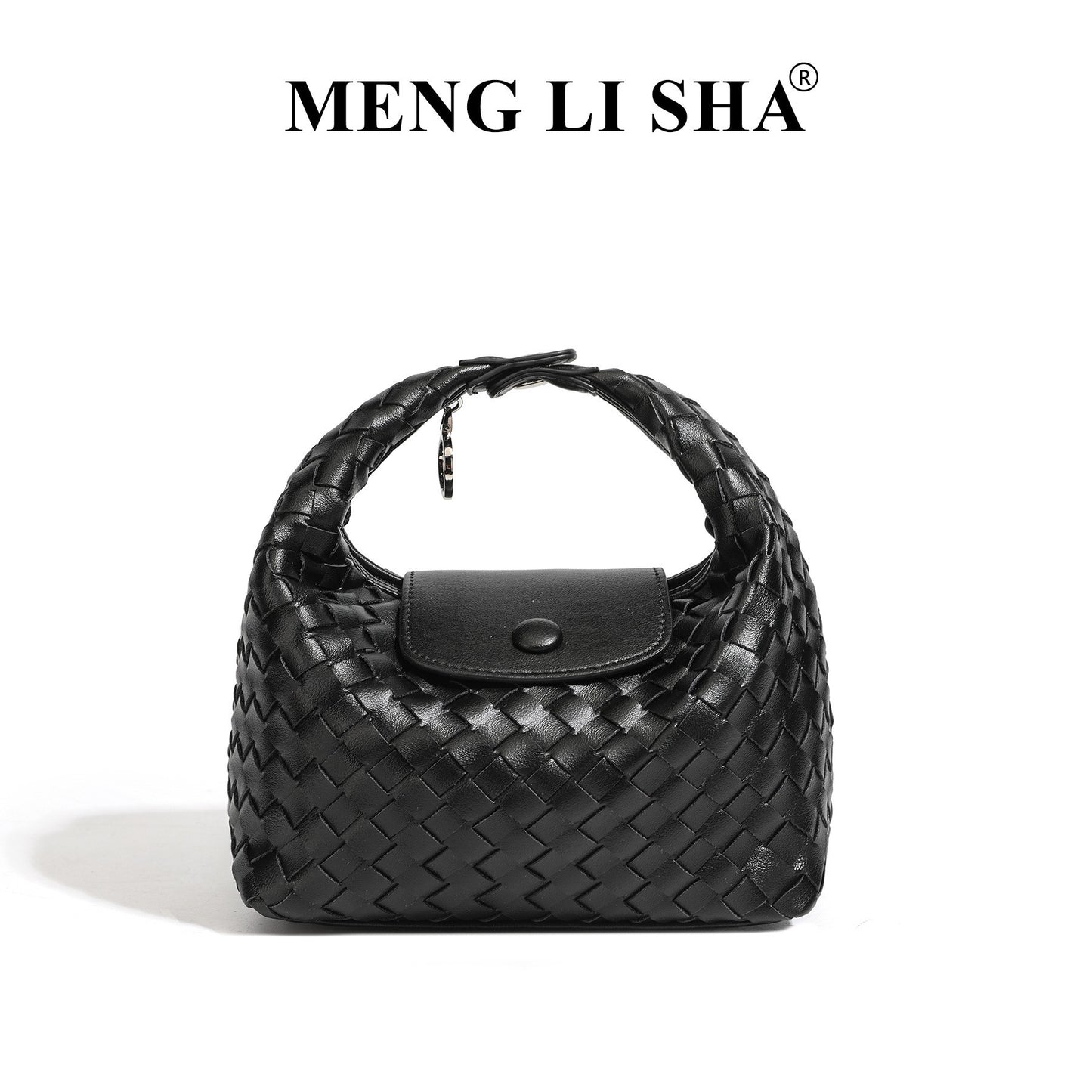 Women's Woven Blue White Plaid Hand Carrying Lunch Box Elegant Women's Shoulder Bag