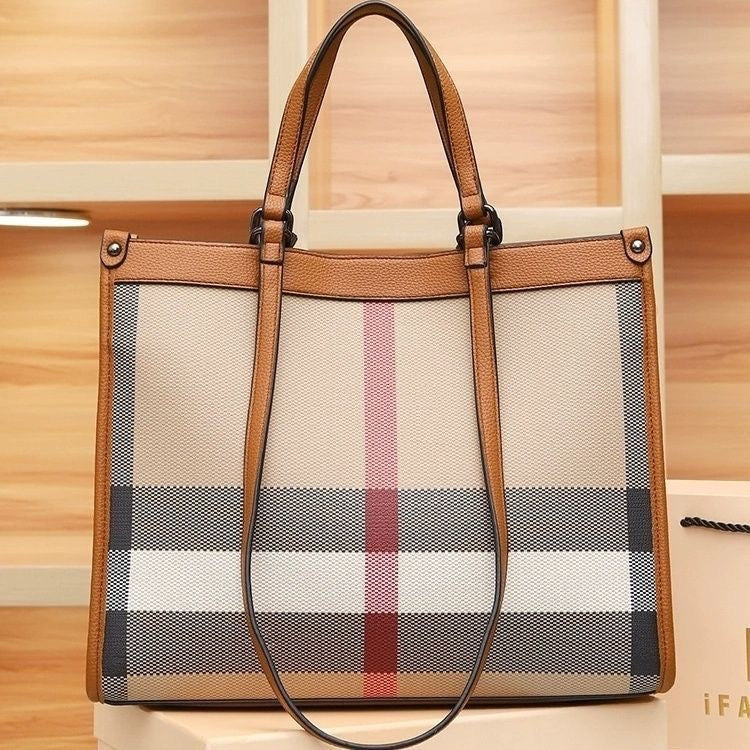 Women's Plaid Large Capacity Totes High Sense Tote Bag