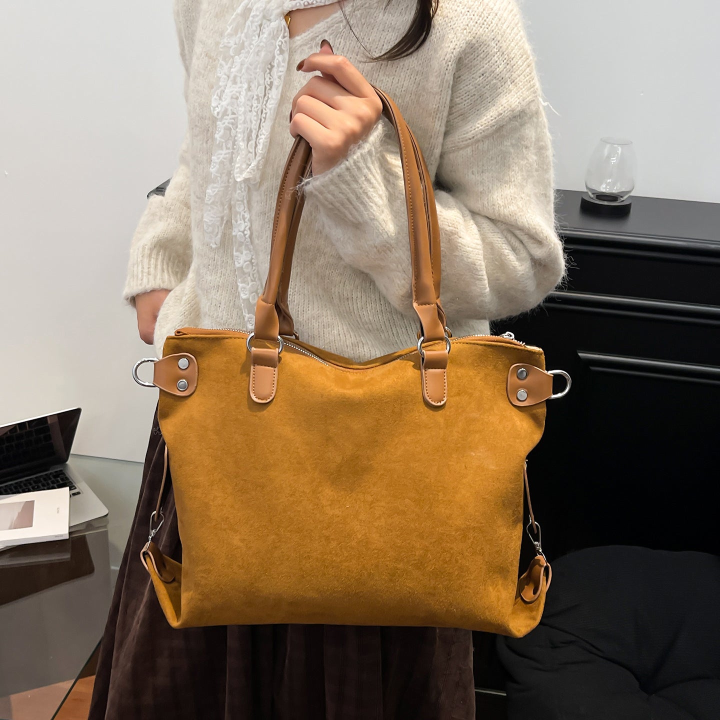 Women's Leopard Print Stylish Good Texture Underarm Large Tote Bags