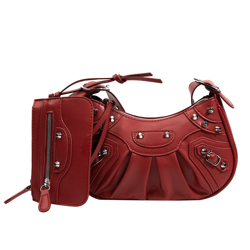 Classic Rivet Motorcycle Three-in-one January Underarm Women's Messenger Bag