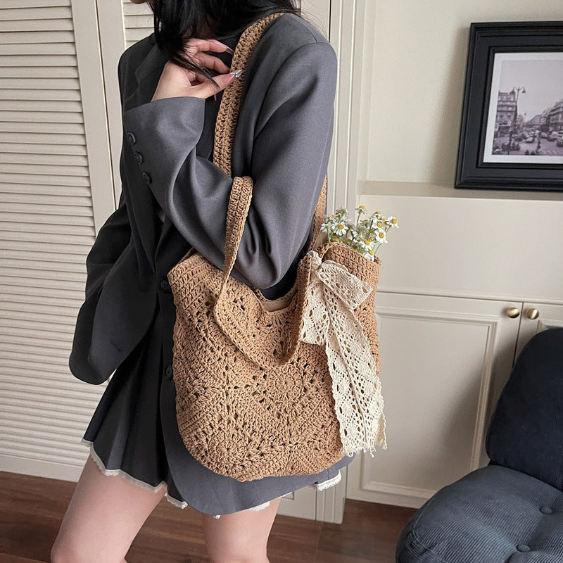 Women's Large Capacity Woven Summer Seaside Holiday Tote Bags