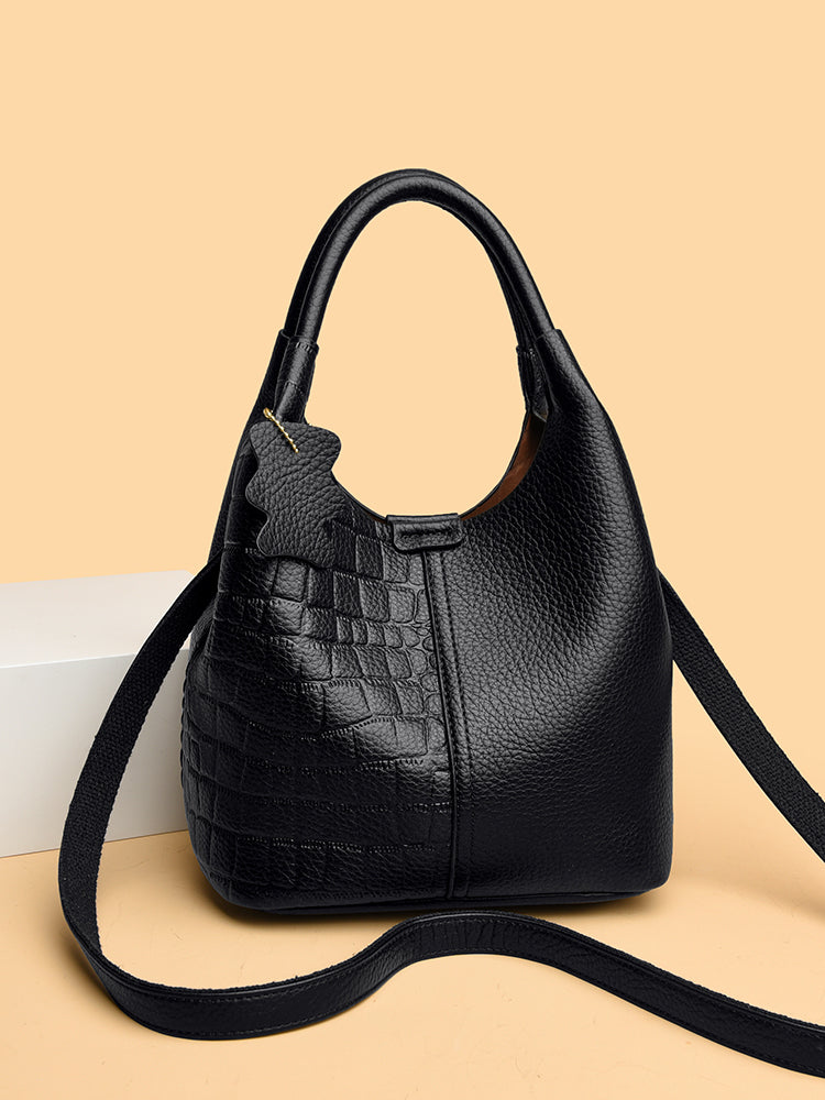 Women's Leather Commuter Fashion Deformation One Combination Bucket Bag