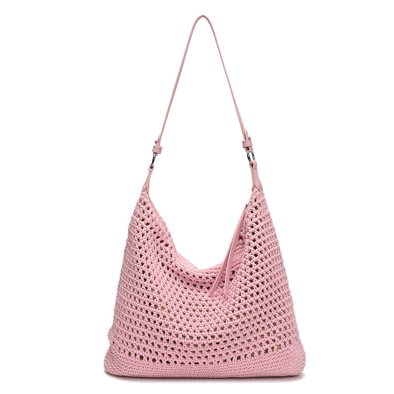 Women's Style Underarm Large Capacity Summer Seaside Vacation Leisure Woven Tote Bag