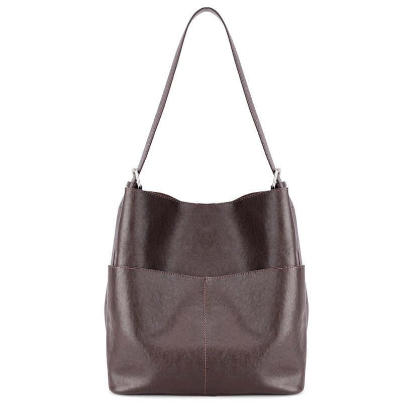 Women's Retro Vegetable Tanning Leather Underarm Spring Large Women's Shoulder Bag