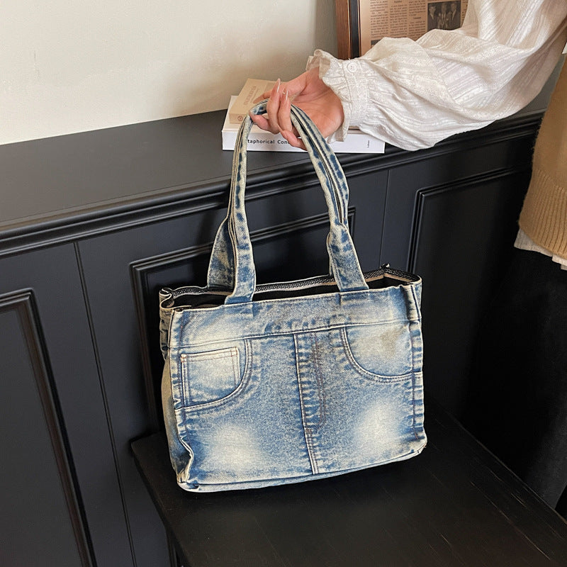 Women's Distressed Denim Fashion Personality Large Capacity Women's Shoulder Bag