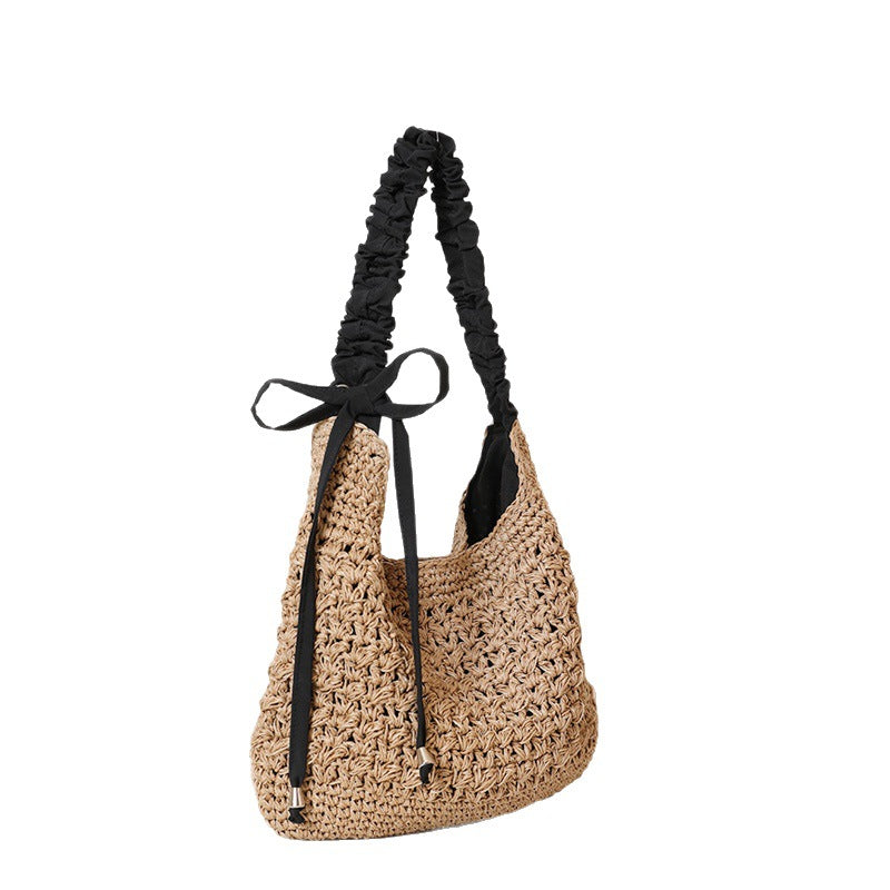 Women's Fashion Large Capacity Straw Hollow Bow Woven Seaside Bags