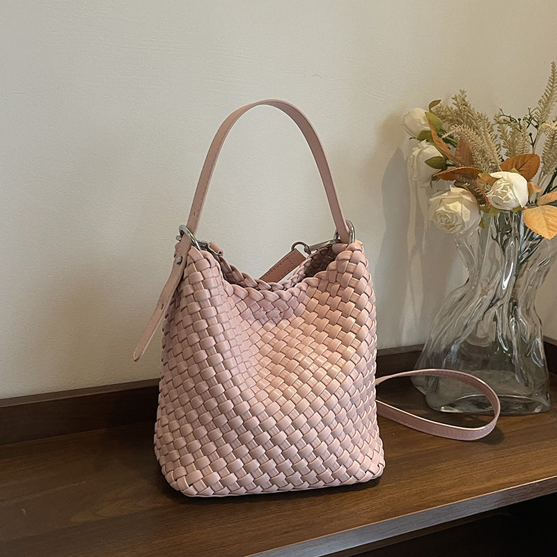 Women's Popular Niche Woven Summer Versatile Fashion Bucket Bag