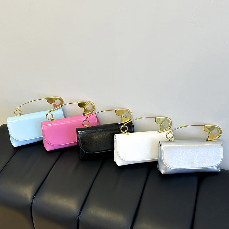 Women's Personalized Paper Clip Fashionable Korean Style Chain Portable Bags