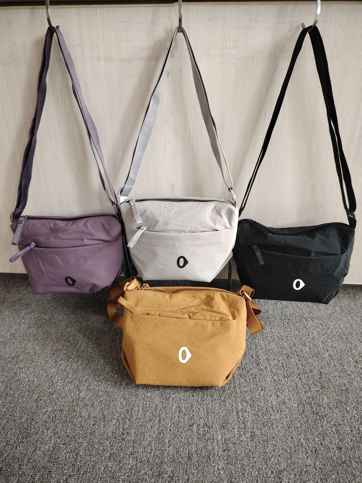 Women's Plain Style Pointed Logo Solid Color Bags