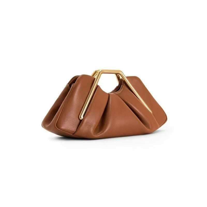 Women's Soft Leather Fashion Cloud Pleated Dinner Advanced Women's Handbag