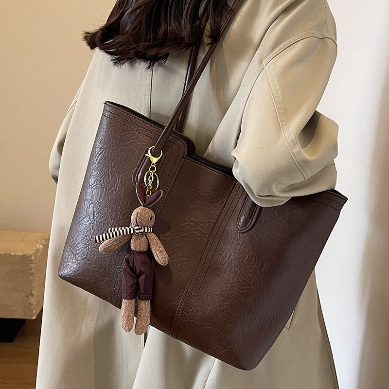 Women's Large Capacity Simple Retro Texture Class Women's Shoulder Bag