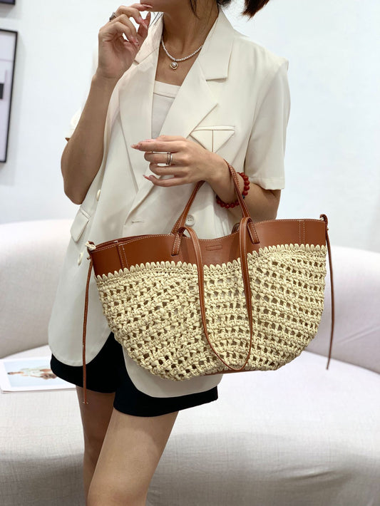 Women's Raffia Woven Idle Style Vacation Beach Underarm Bag