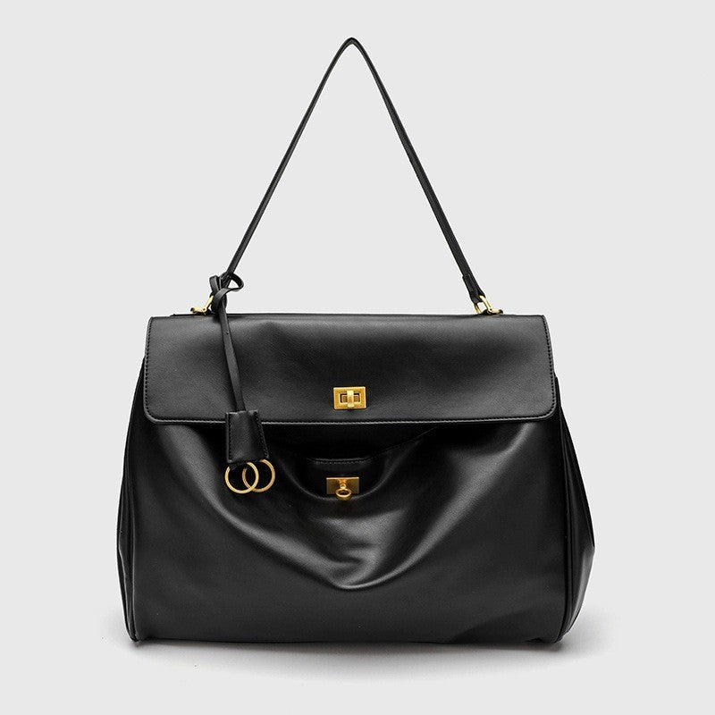 Women's Genuine Leather Deerskin Veet Large Capacity Underarm Matte Tote Bag