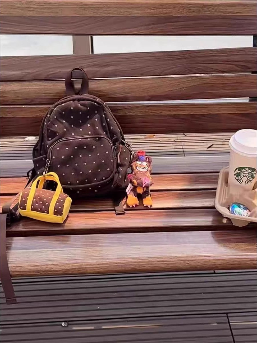Commute Canvas Brown Retro Dots Mini Bags