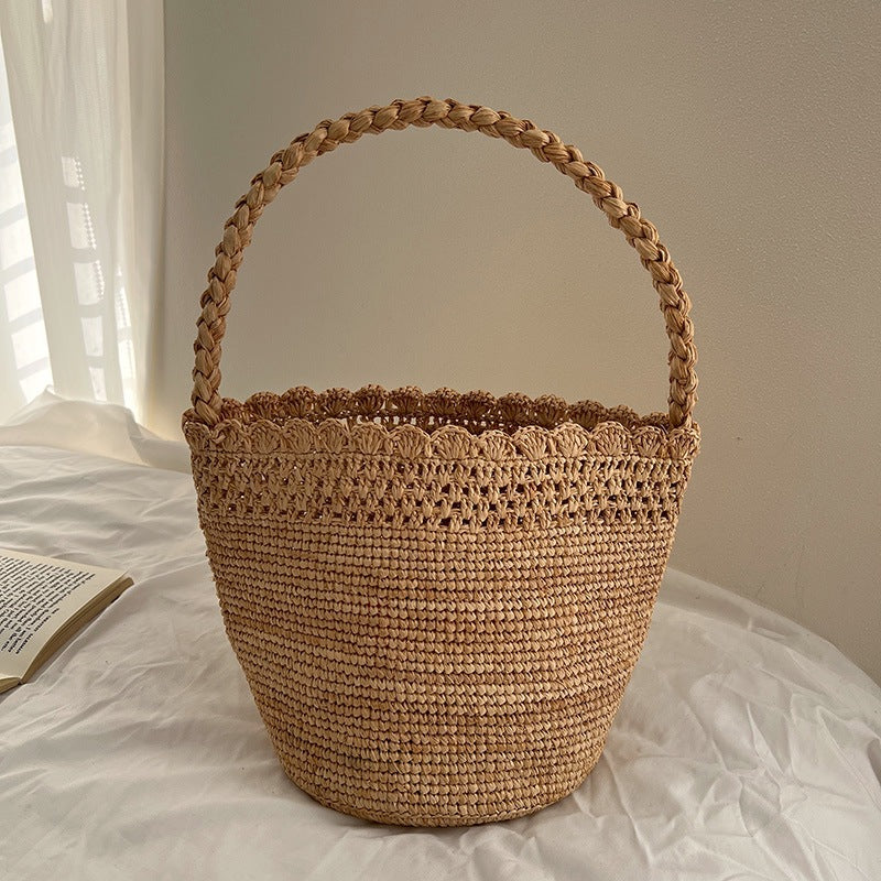 Women's Handmade Crochet Woven Summer French Artistic Portable Bags