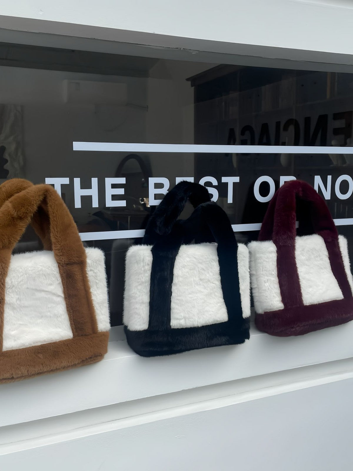 Furry Stitching Contrast Color Commuter Plush Women's Handbag