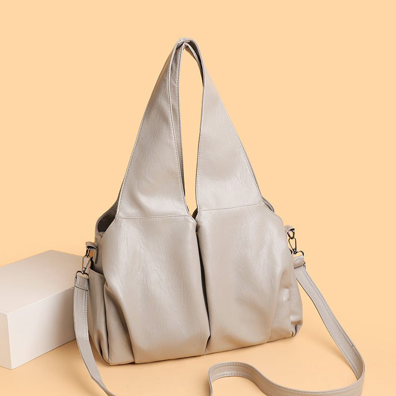 Women's Large Capacity Simple Solid Color Commute Light Luxury Women's Shoulder Bag