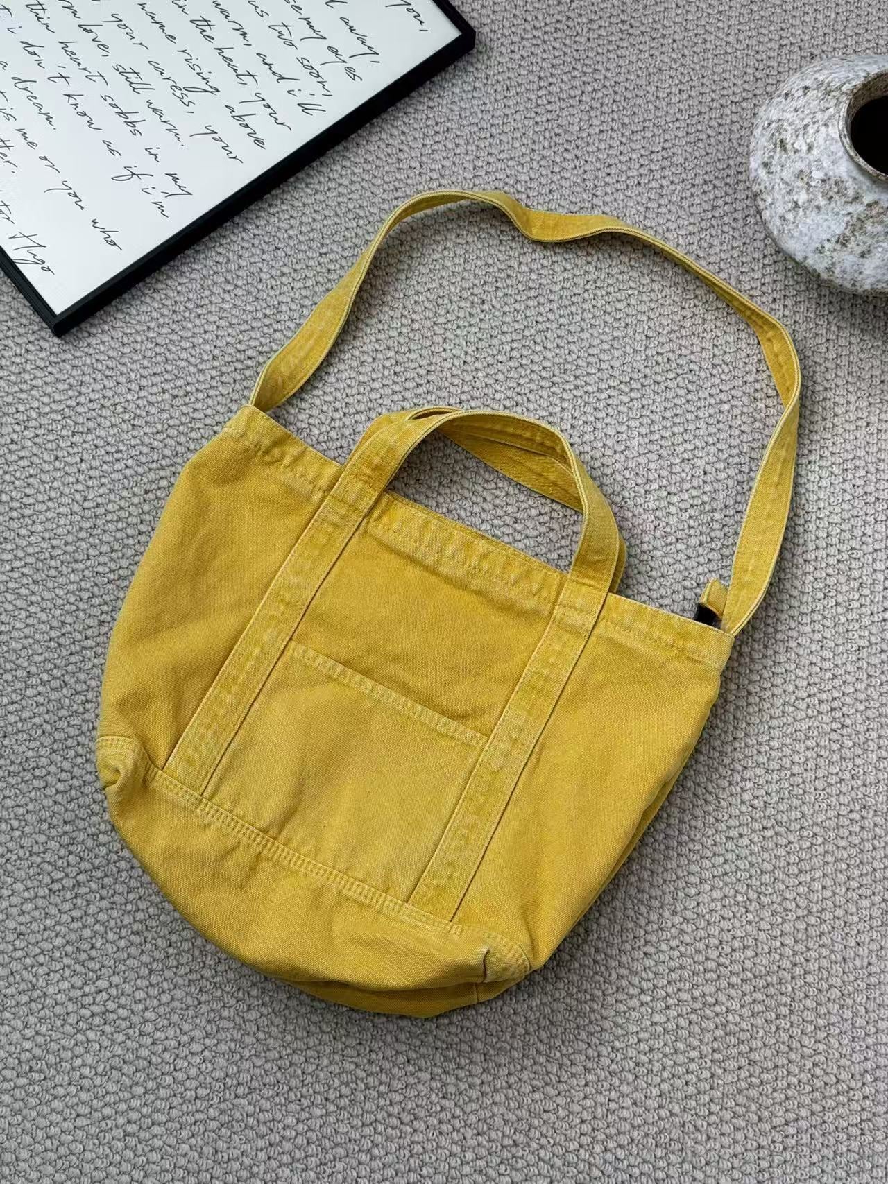Washed Canvas Korean Style Large Capacity Tote Bag