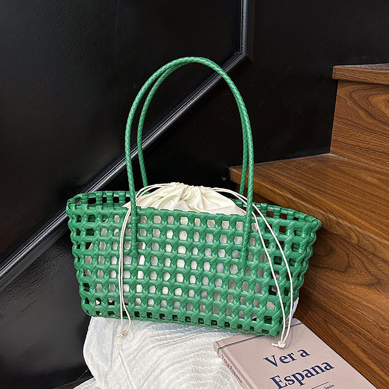 Women's Summer Super Hot Woven Large Capacity Picnic Lunch Box Seaside Bags