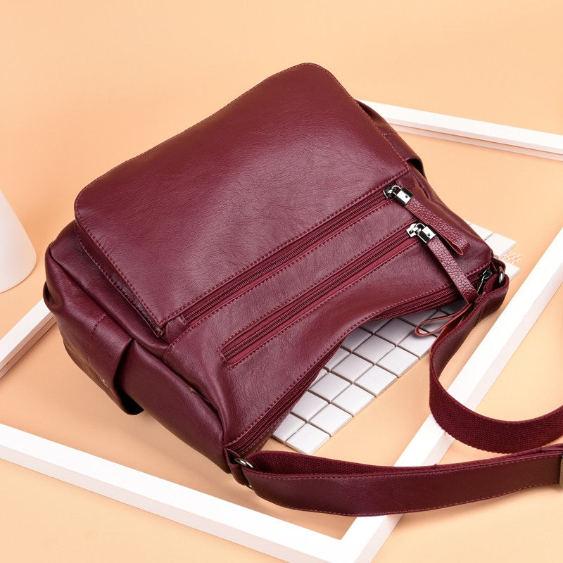 Women's Soft Leather Fashion Simple Big Women's Shoulder Bag