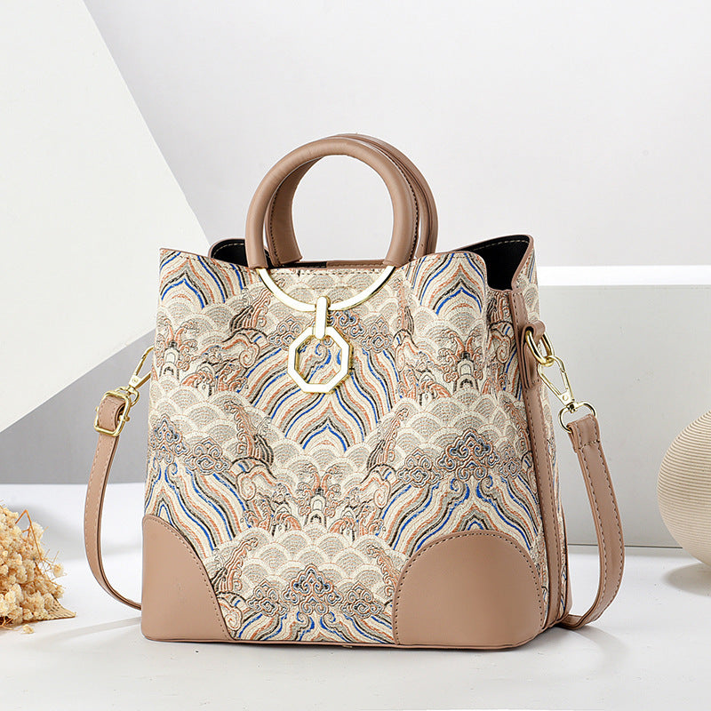 Women's Fashionable Large Capacity Retro Portable Bucket Bag