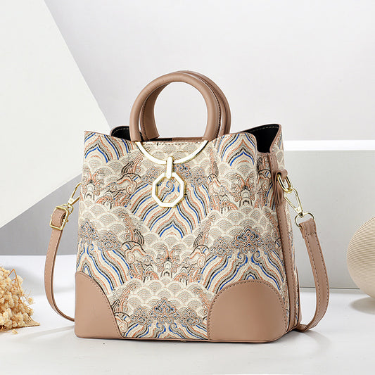 Women's Fashionable Large Capacity Retro Portable Bucket Bag