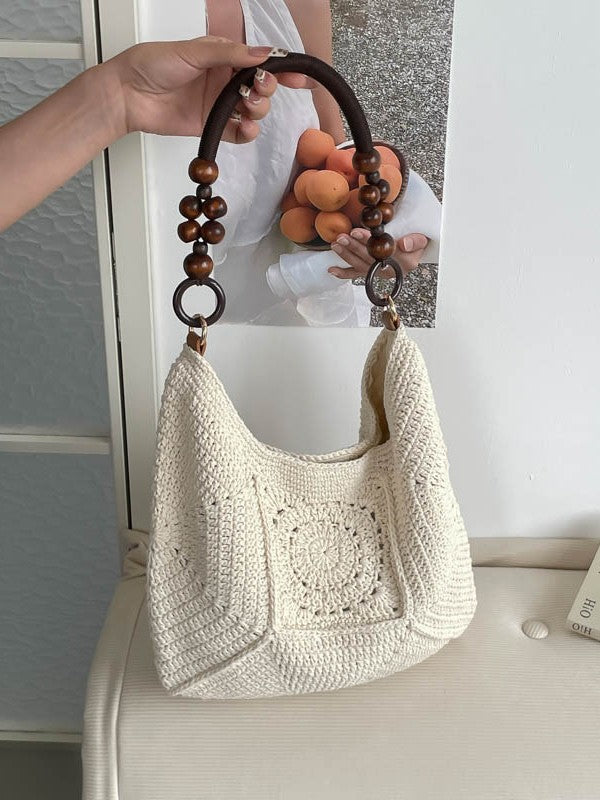 Women's Korean Style Hand-woven Crocheted Cotton Thread Underarm Lazy Bags