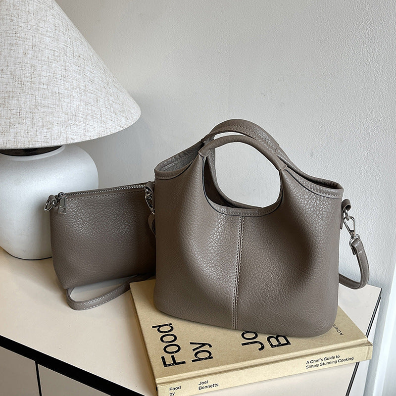 Soft Leather Vegetable Basket Large Capacity Simple Son Women's Handbag