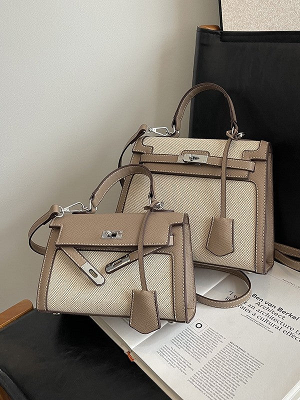 Women's High-grade Retro Portable Kelly Linen Stitching Bags