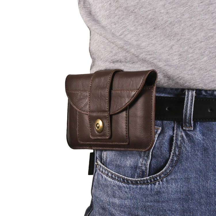 Men's Hanging First Layer Cattlehide Cover Horizontal Dad Phone Bags