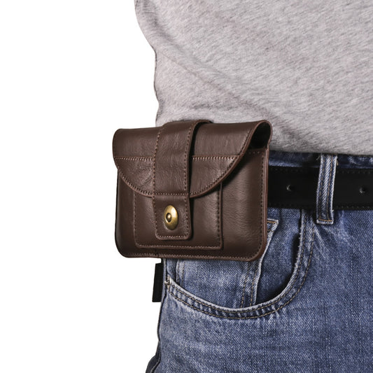 Men's Hanging First Layer Cattlehide Cover Horizontal Dad Phone Bags