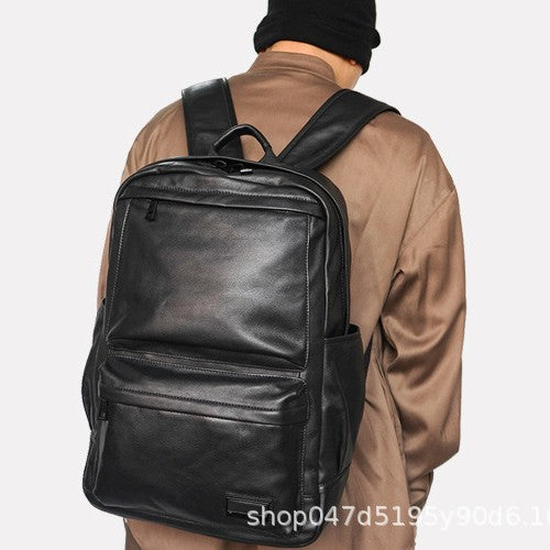 Beautiful Men's Leather Fashion Trend Computer Leisure Backpack