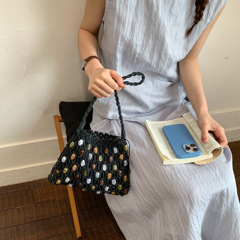 Women's Bohemian Style Hand-woven Fashion Holiday Underarm Bucket Bags