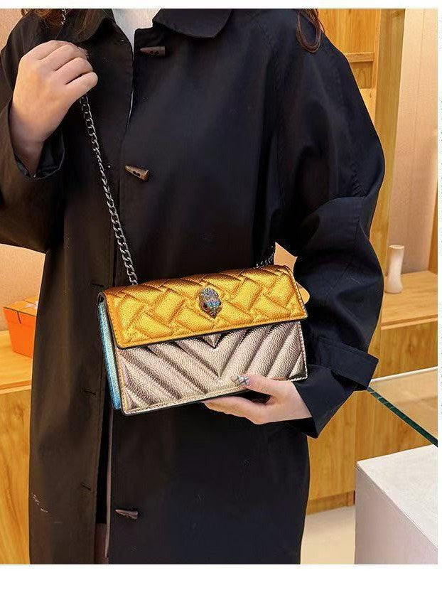 Women's Eagle Head Pouch Chain Contrast Color Bags