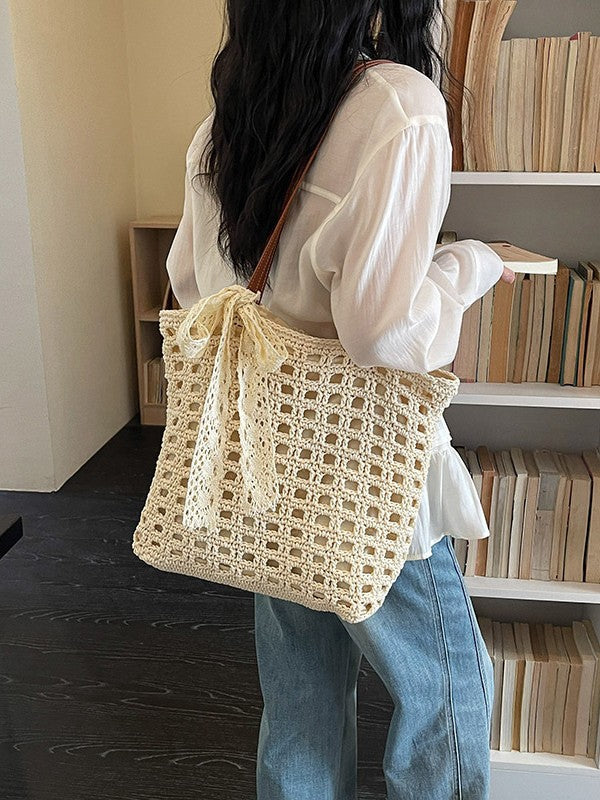 Women's Hollowed Fashionable Summer Seaside Holiday Large Tote Bag