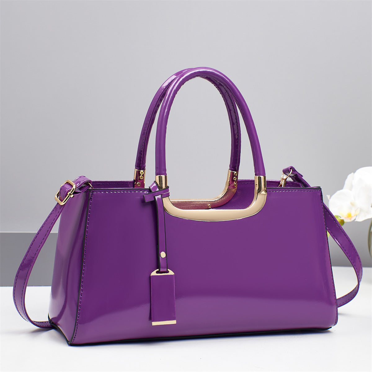 Women's Patent Leather Glossy Red Bridal Wedding Women's Shoulder Bag