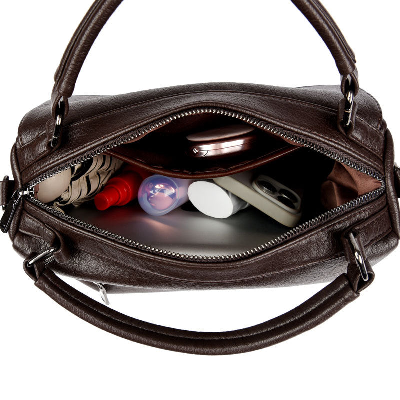 Women's Boston Fashionable Portable Soft Leather Large Women's Handbag