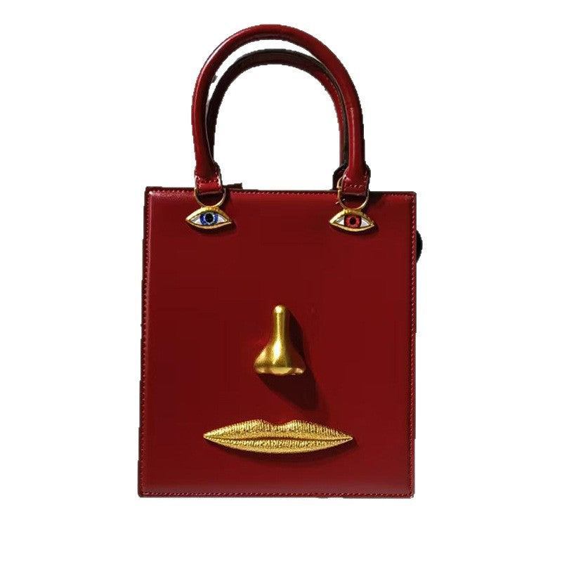 Women's Face Smiling Plain Cattle Leather Fashion Women's Handbag