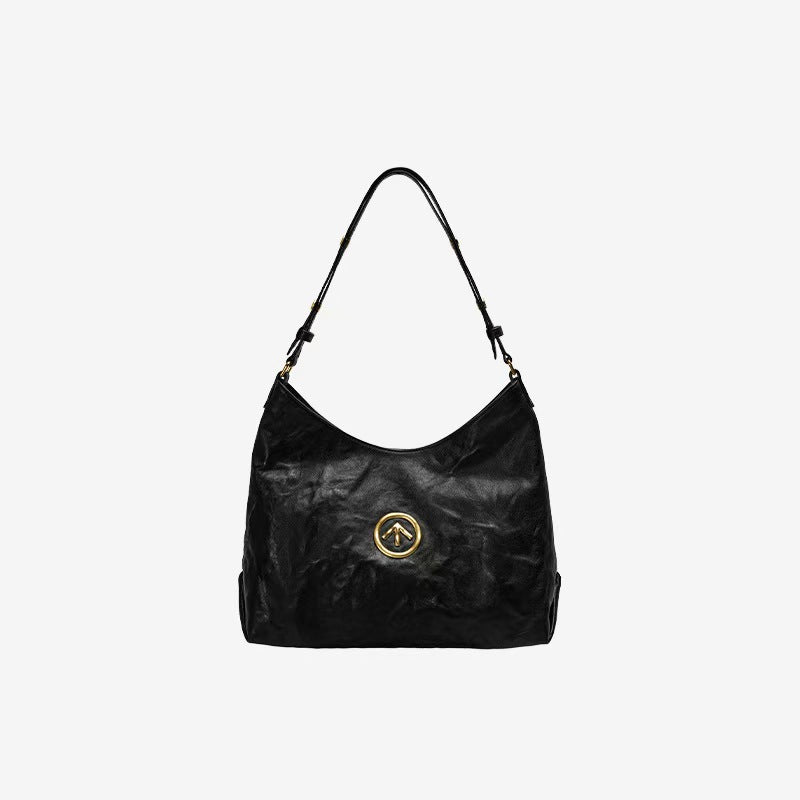 Sexism Portable Black Stone Pleated Fashion Women's Shoulder Bag