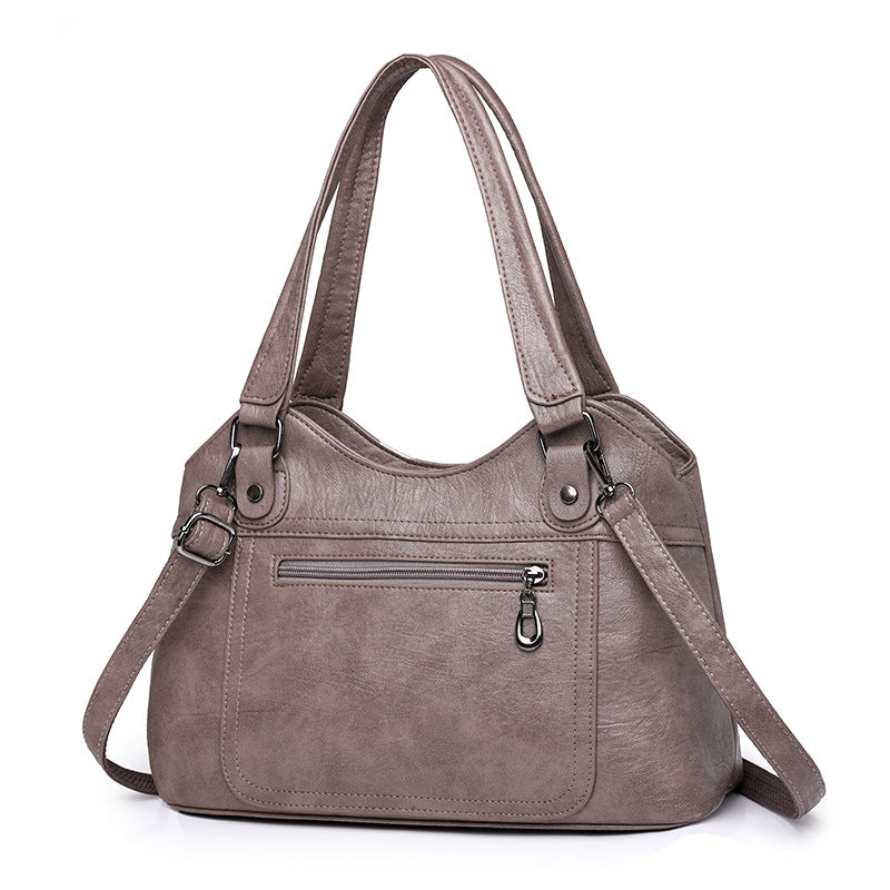 Women's Trendy Soft Leather Simple Large Capacity Totes Shoulder Bags