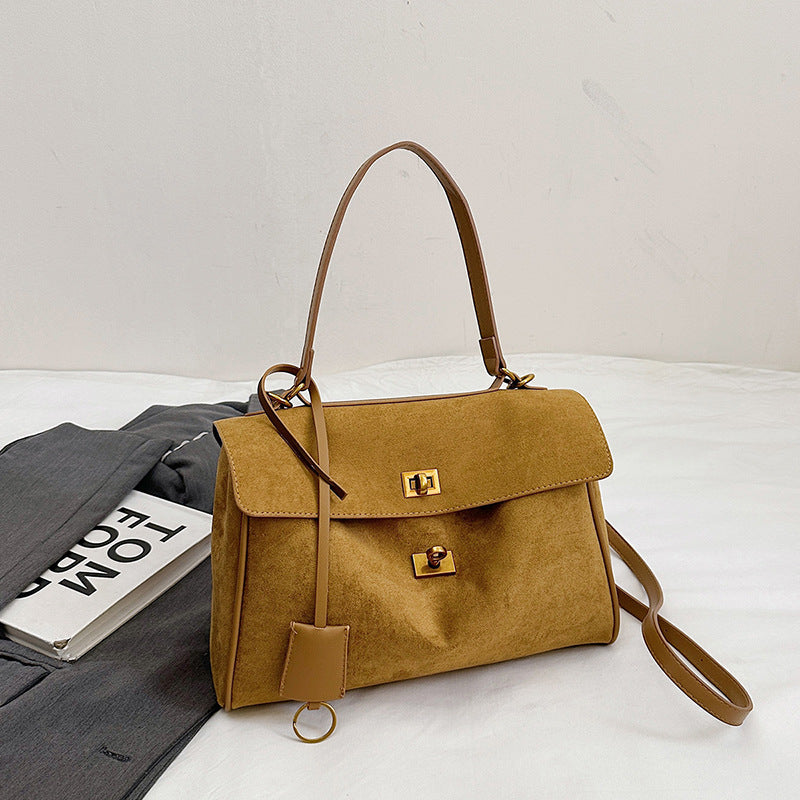 Women's Portable Niche Idle Style Suede Large Lock