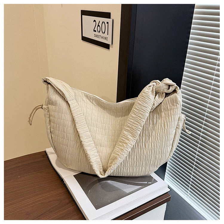 Women's Good-looking Design Striped Pleated Dumpling Lightweight Women's Messenger Bag