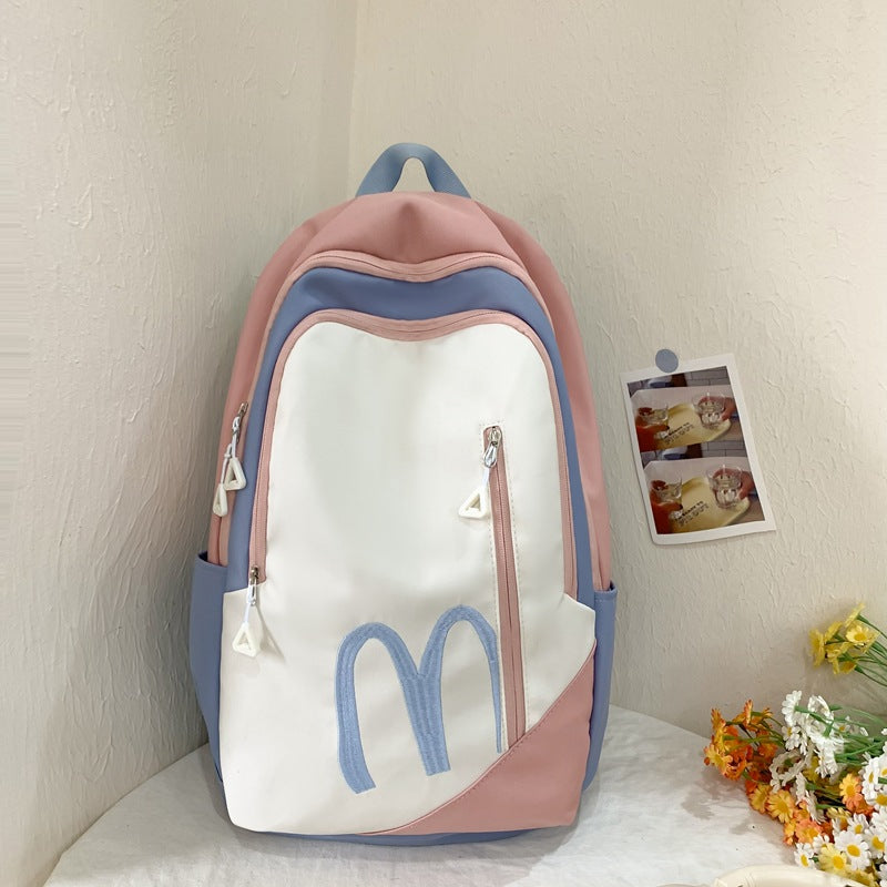 Female High American Retro Large Capacity Primary Leisure Backpack