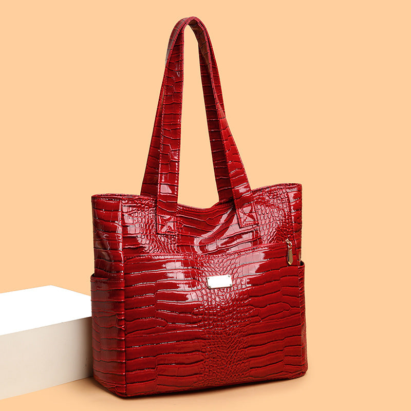 Classic Crocodile Leather Versatile Large Capacity Handbags